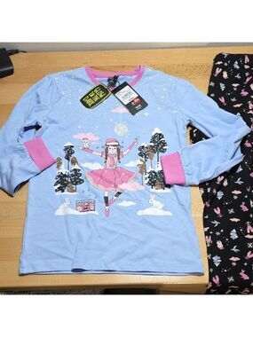 SKU 1819 Glow in the dark Nano Kids Pajamas - Light Blue and Pink